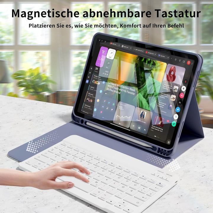 Hülle mit Tastatur für iPad Air 11 Zoll M4/M3/M2 (2026/2025/2024), iPad Air 5 4 2022/2020 10,9 Zoll,