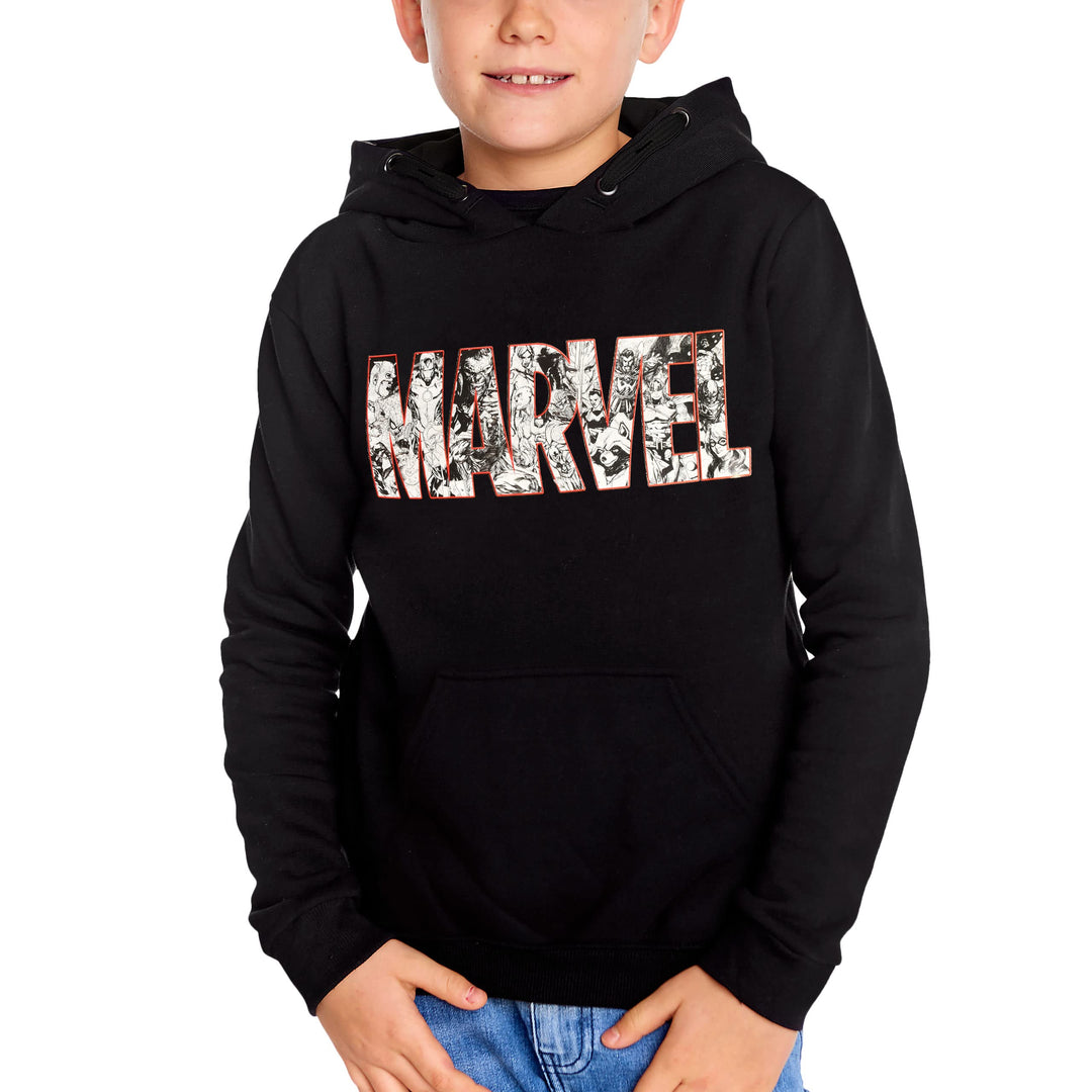 Elbenwald Marvel Hoodies mit Marvel Comic Motiv für Kinder Baumwolle schwarz 116 Schwarz, 116 Schwar