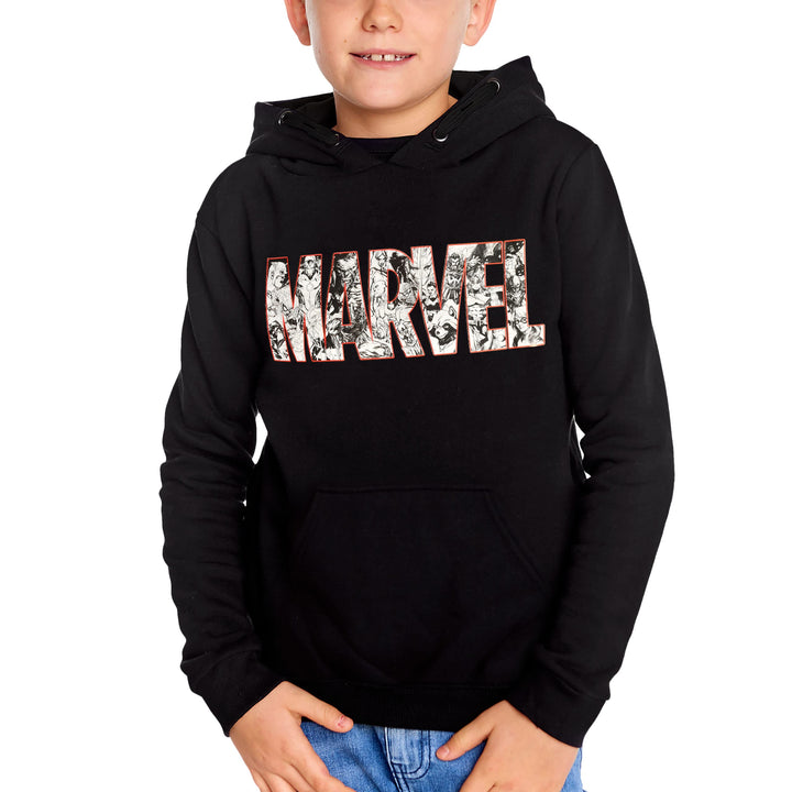Elbenwald Marvel Hoodies mit Marvel Comic Motiv für Kinder Baumwolle schwarz 116 Schwarz, 116 Schwar