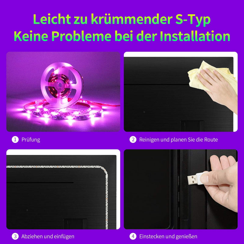 HAMLITE TV Hintergrundbeleuchtung für 70-82 Zoll Fernseher, 5.5m Bluetooth LED Strip, Sync mit Musik