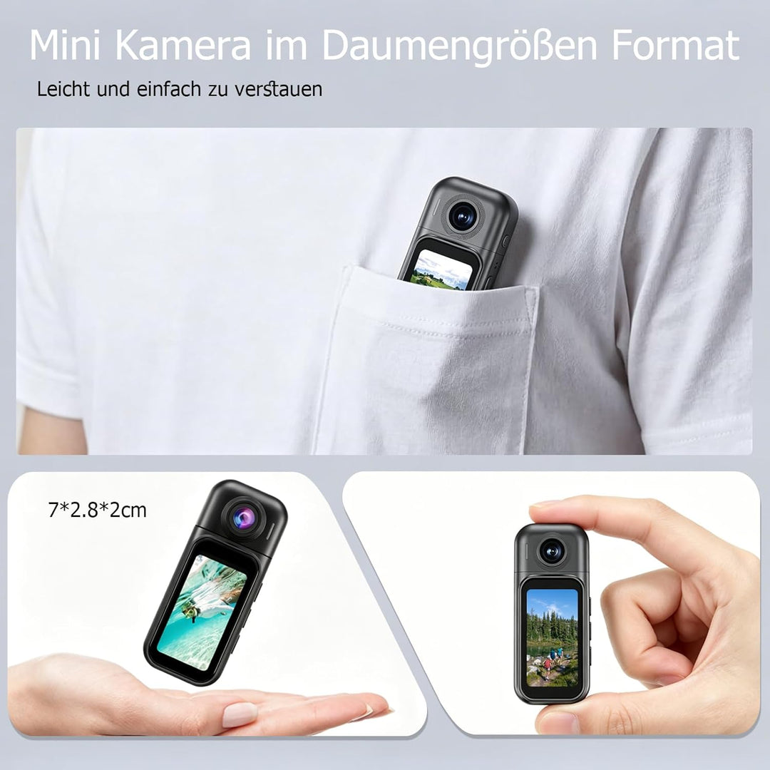 4K 32GB Mini Action Cam & Bodycam Tragbares Mini Körperkamera 120° Weitwinkel POV Vlog Kamera Sportk