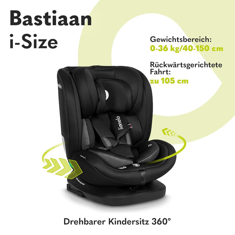 LIONELO Bastiaan RWF Baby- und Kleinkindautositz 0-36 kg von 40–150 cm 360° drehbar ISOFIX-zertifizi