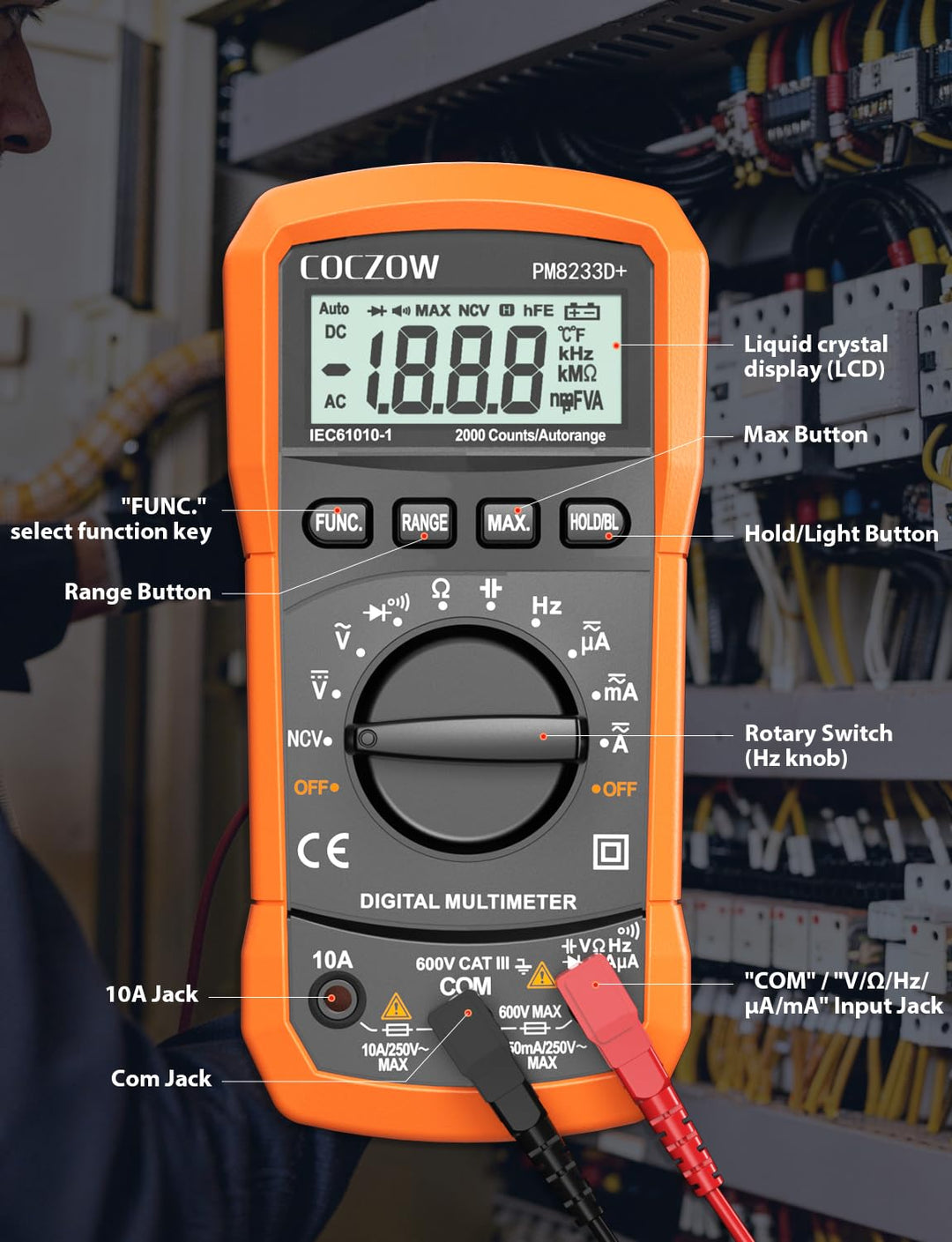 Digital Multimeter mit automatischer Bereichswahl, Multifunktionstester, der AC/DC Voltage, AC/DC Cu