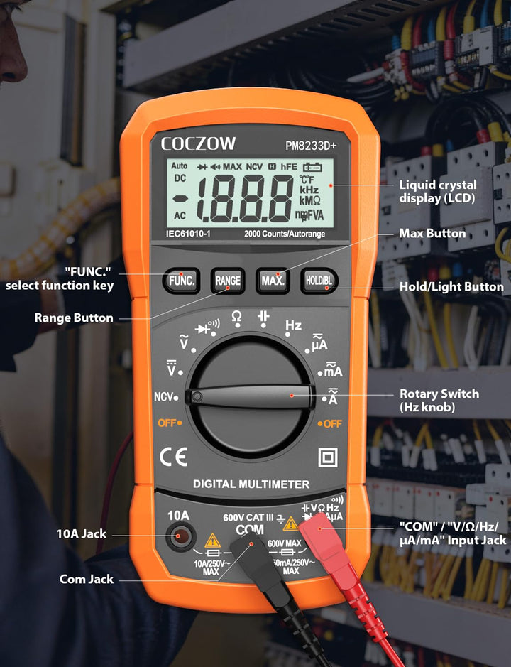 Digital Multimeter mit automatischer Bereichswahl, Multifunktionstester, der AC/DC Voltage, AC/DC Cu