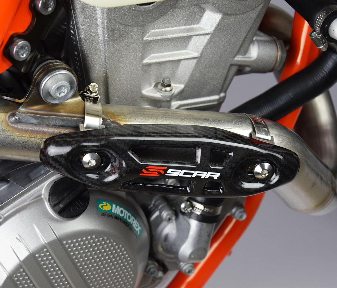 SCAR Universal HITZESCHUTZ CARBON 4 TAKT Krümmer kompatibel mit KTM SXF EXCF 250 350 450 500 530