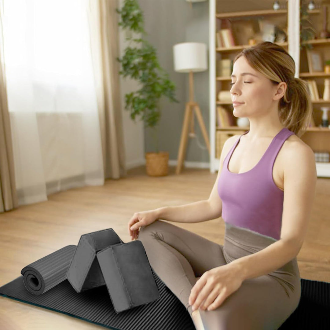 'BalanceFrom GoYoga 7-Piece Set - Include Yoga Mat with Carrying Strap, 2 Yoga Blocks, Yoga Mat Towe