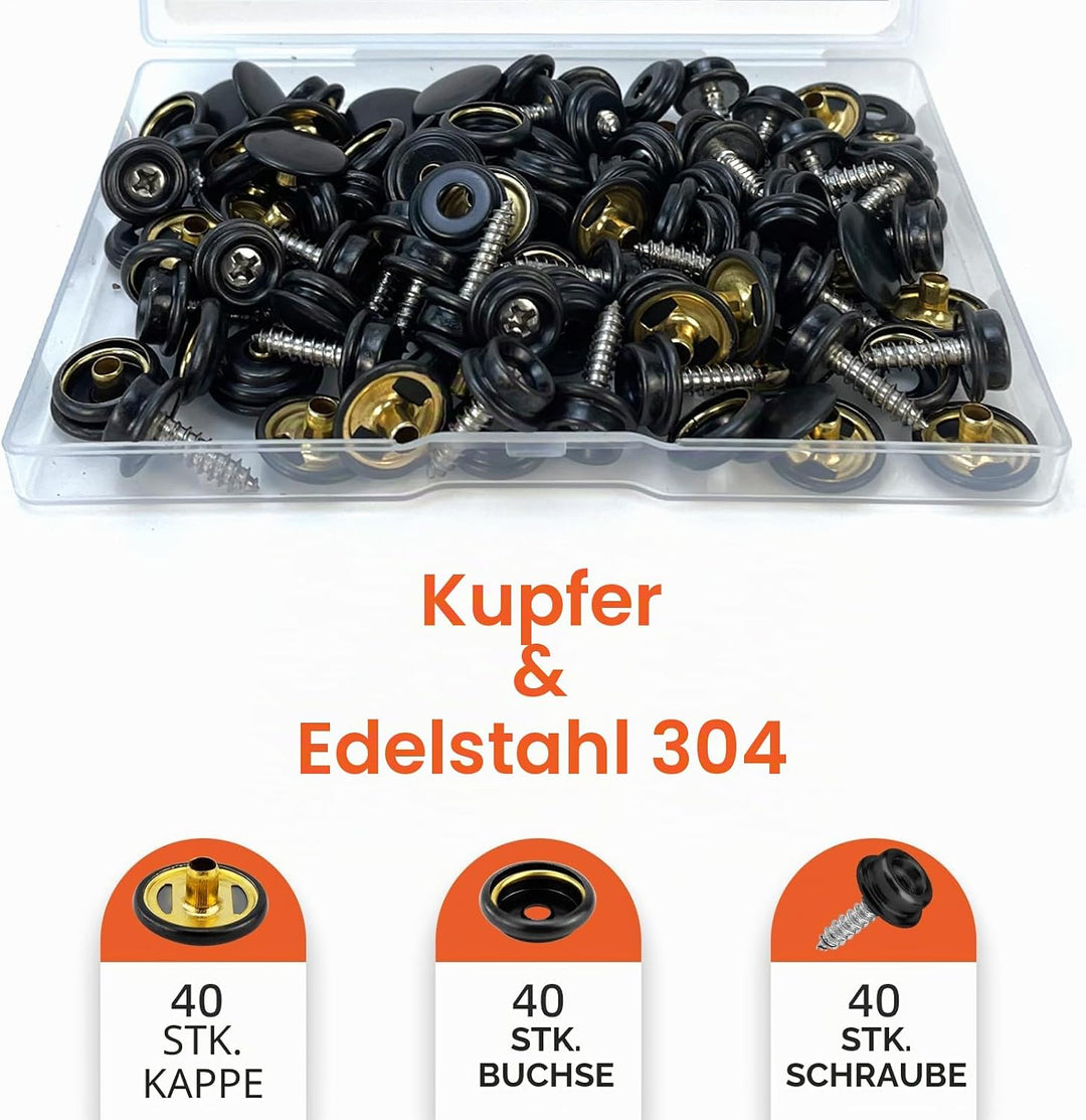 120 Stück Druckknöpfe, Snap Fasteners Kit 15mm Edelstahl Snaps Marine Grade Boot Segeltuch Snaps, 15