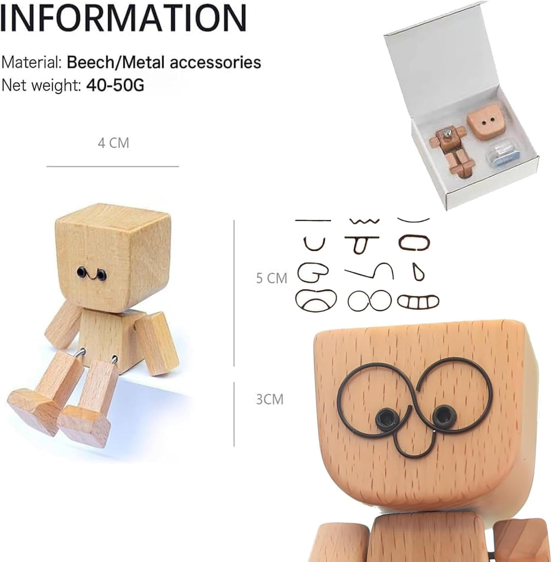 Schüttelnde Holzmann-Figur, Charmante Holzfigur mit einem Lächeln, Wackelnde Holzfiguren, Lebendig W