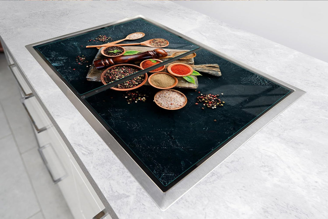 TMK ArtDeko Herdabdeckplatten 75 x 52 cm 2-teilig Ceranfeldabdeckung Induktion Herdschutz Spritzschu