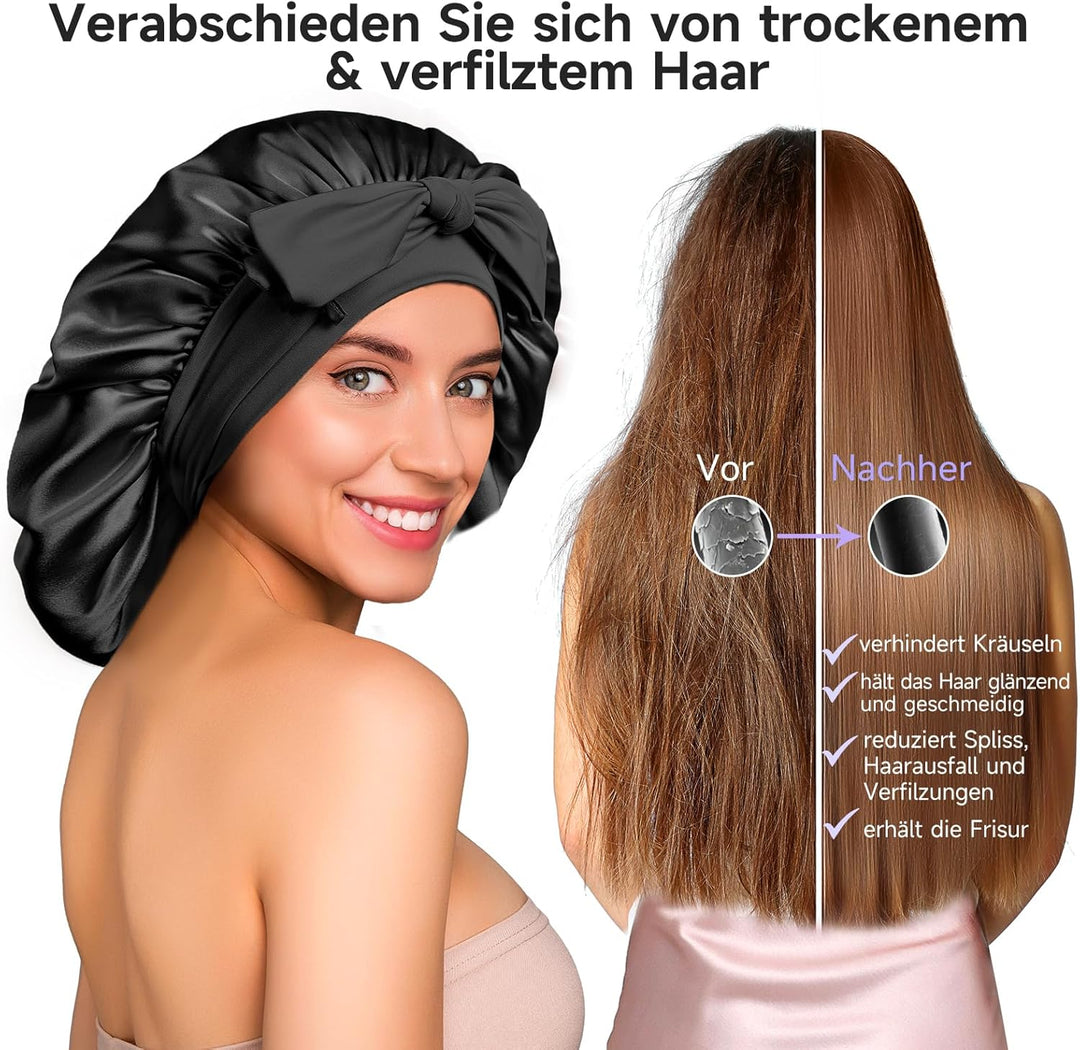 Umisleep 22 Momme Schlafmütze aus 100% Maulbeerseide, doppelseidige weiche Nachtmütze für lockiges H