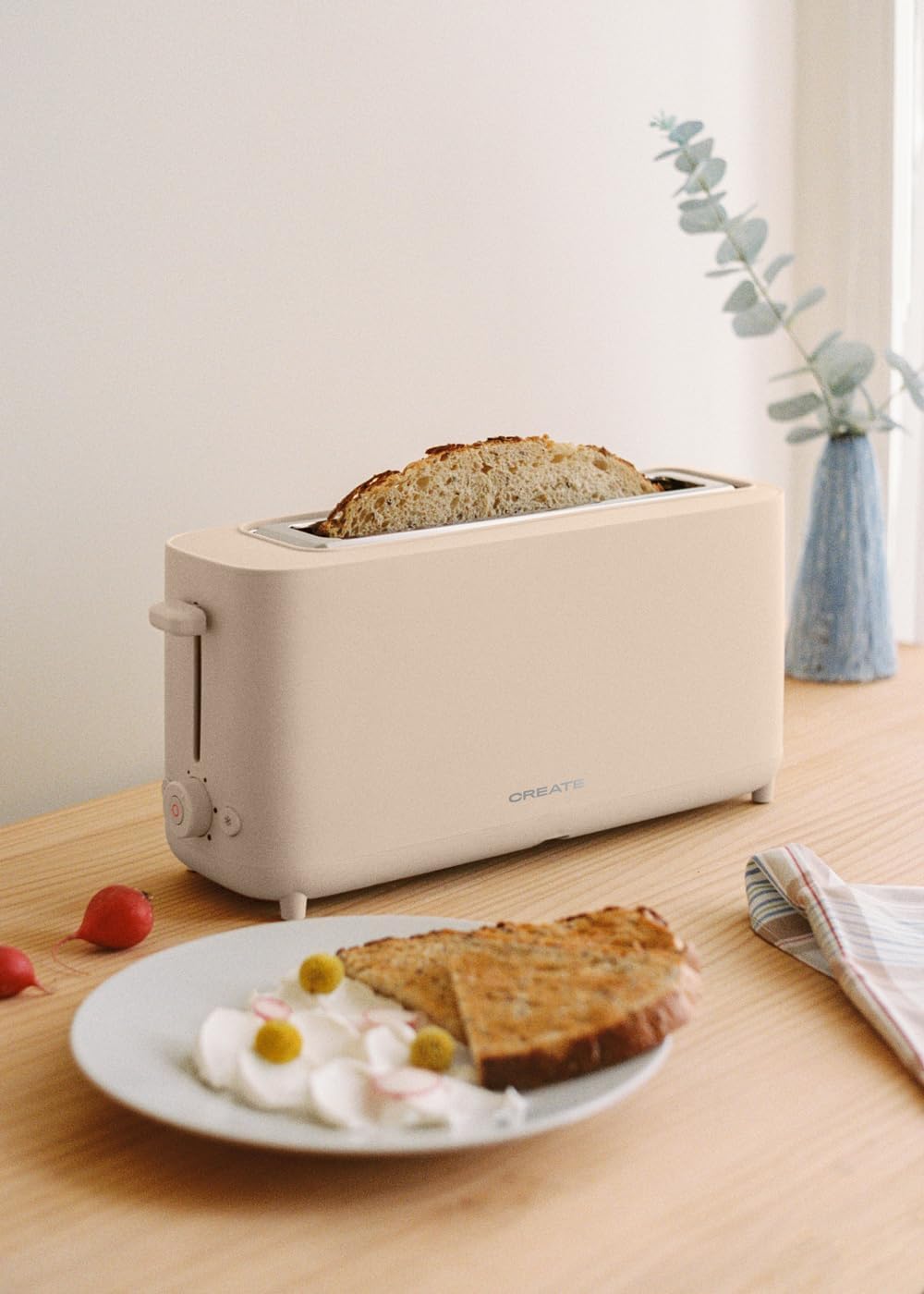 CREATE/TOAST STUDIO XL/Toaster Sand / 6 Leistungsstufen, Krümelschublade, Thermostat, Auftauen, Aufw
