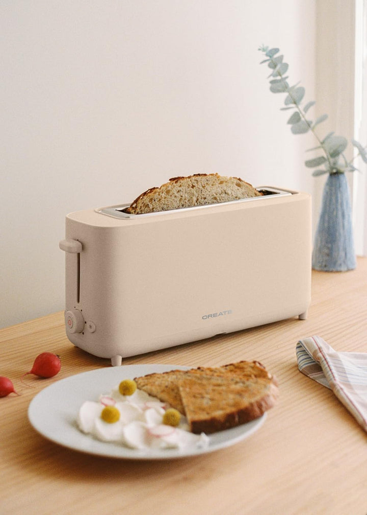 CREATE/TOAST STUDIO XL/Toaster Sand / 6 Leistungsstufen, Krümelschublade, Thermostat, Auftauen, Aufw