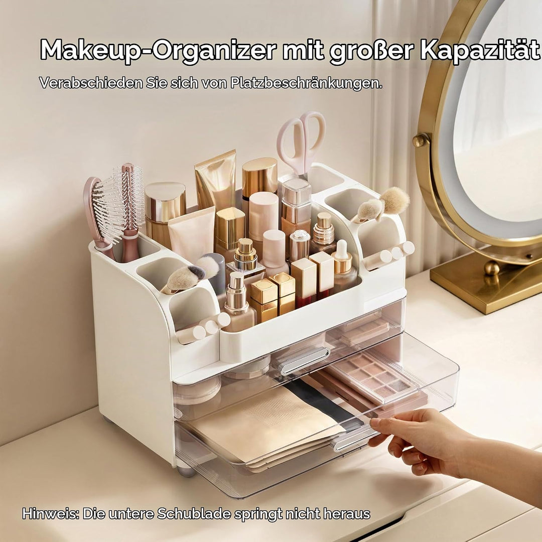 hblife Makeup Kosmetik Organizer mit Schubladen, Pinsel Organizer, 3-in-1 Plastic Kosmetik Aufbewahr