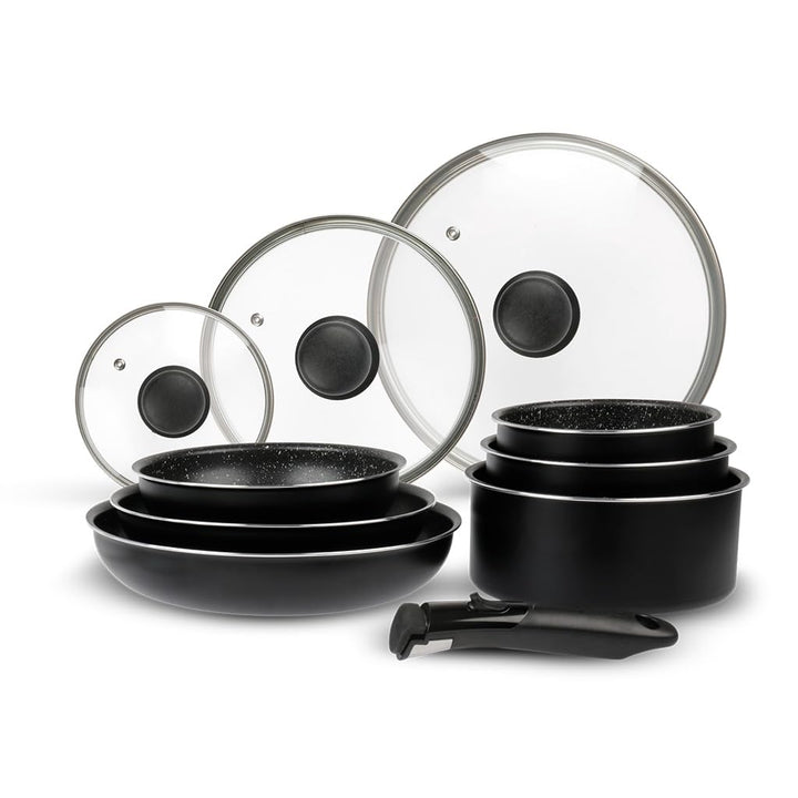 Sitram 713499 Kochgeschirr, Aluminium, 10-teilig: 3 Pfannen Ø 20,24,28 cm + 3 Töpfe Ø 16,18,20 cm +