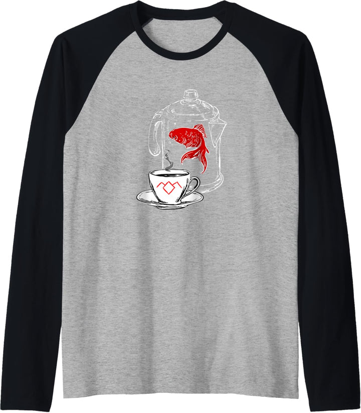 Twin Peaks Coffee Cup And Fish Outlines Raglan