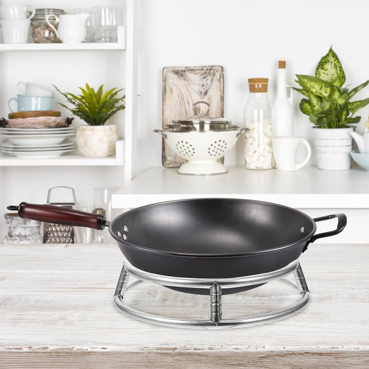 Angoily Wok Ring Rack Edelstahl Doppelschicht Wok Topp Stand Hitzedichter Runde Pot Rack Kochgeschir