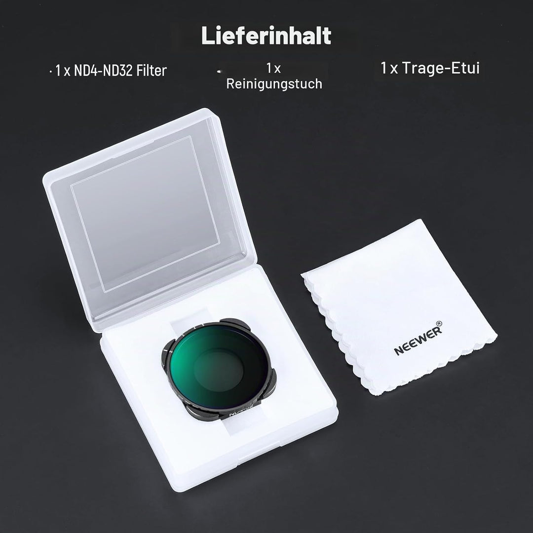 NEEWER Variabler ND4-ND32 Filter Kompatibel mit GoPro 9 10 11 12 13, 2-5 Blendenstufen Variabler ND