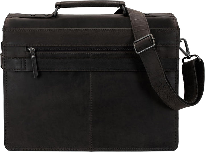 Marc Peter Amsterdam Aktentasche Leder XL Lehrertasche mit Laptopfach 15,6 Zoll grosse Ledertasche z