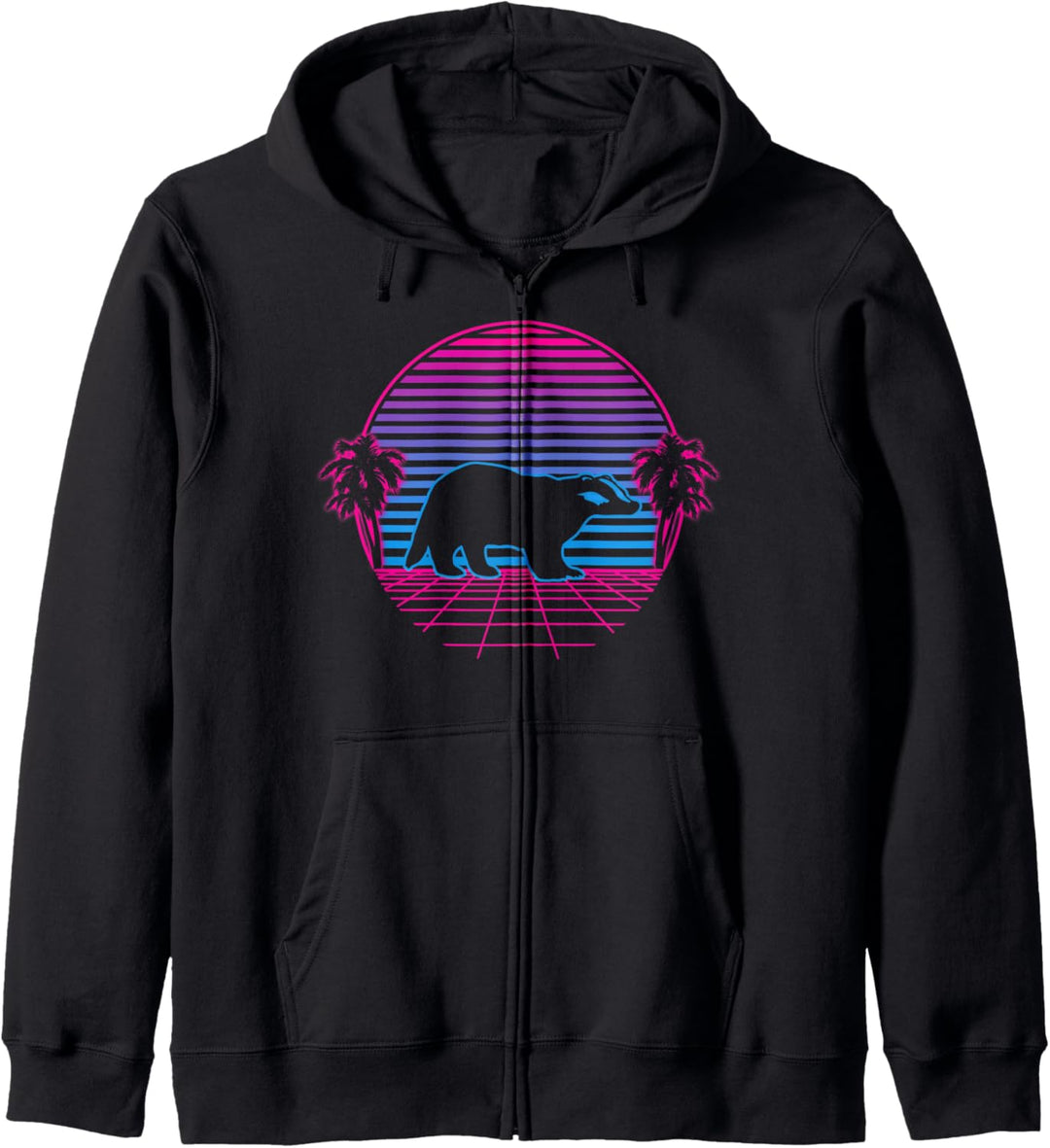 Dachs Honigdachs Jäger Tier Retro Vintage Sunset Geschenk Kapuzenjacke