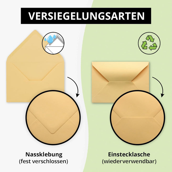 250 Brief-Umschläge - Toskana - DIN C6-114 x 162 mm - Kuverts mit Nassklebung ohne Fenster für Gruss