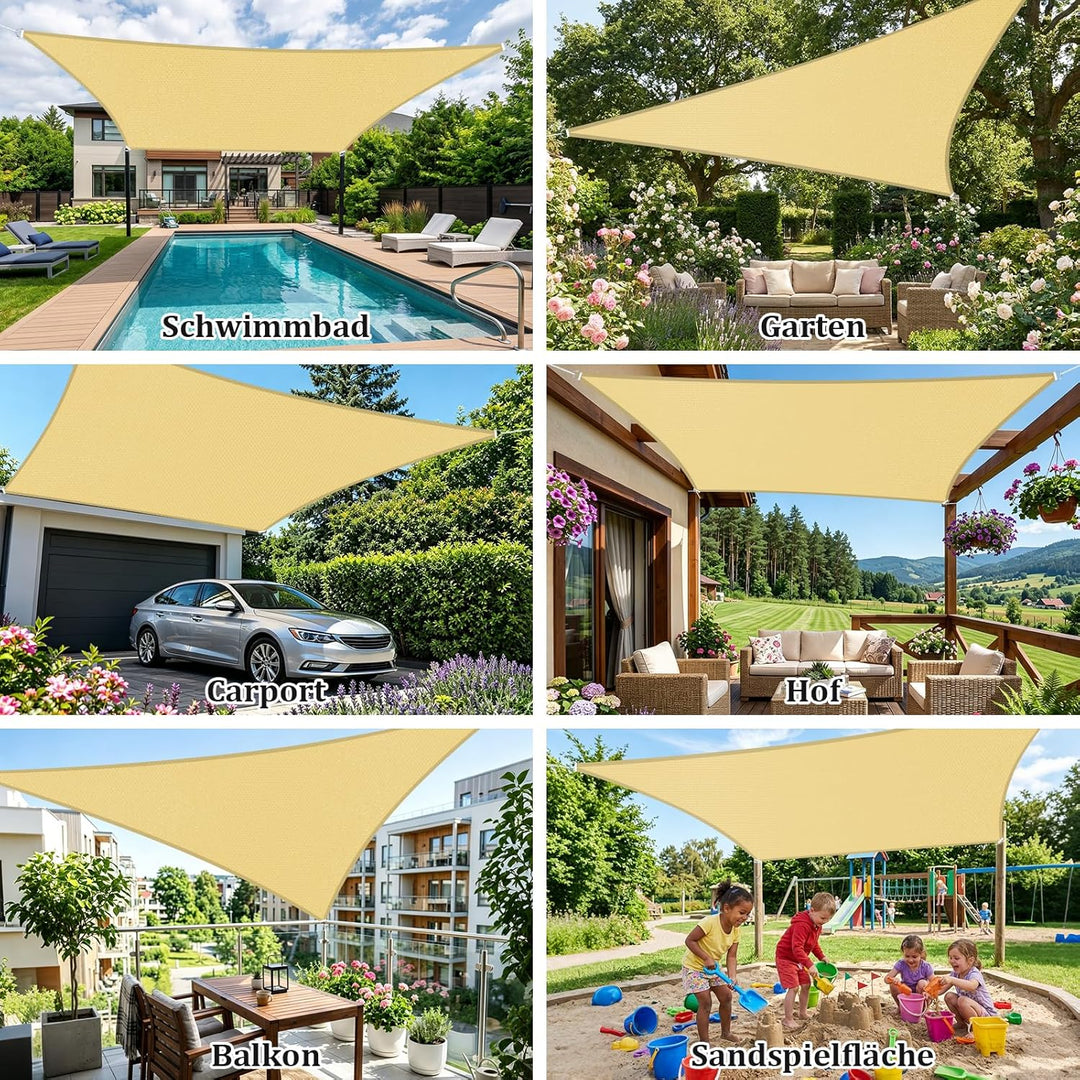 Shade&Beyond Sonnensegel Wasserdicht Rechteckig 3x3x3 m Wetterschutz Sonnenschutz Sunsegel PES-Polye