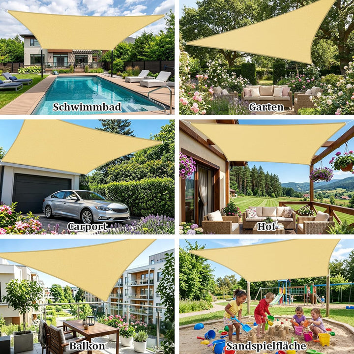 Shade&Beyond Sonnensegel Wasserdicht Rechteckig 3x3x3 m Wetterschutz Sonnenschutz Sunsegel PES-Polye