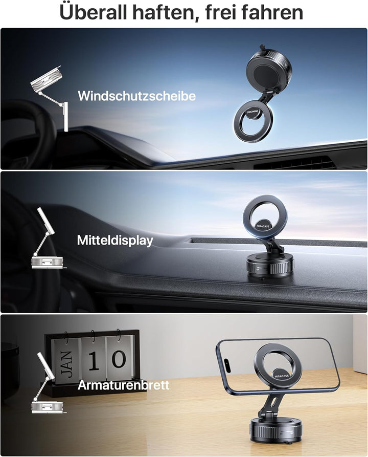 Miracase Vakuum Handyhalterung Auto für Magsafe Autohalterung [24 XN55 Magneten & Stärkster Gel ] 36