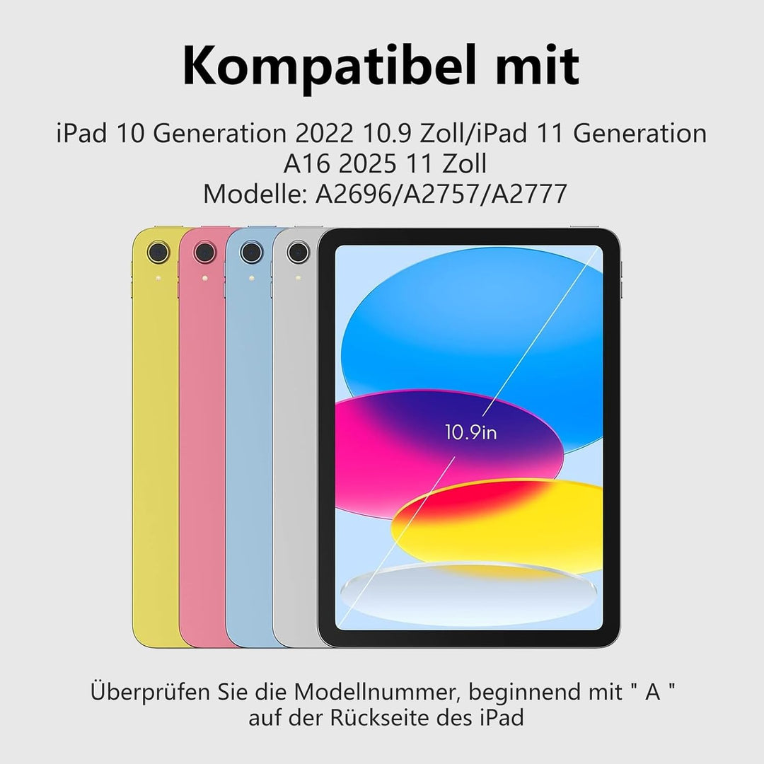 Tastatur Hülle für iPad 10/11 Generation A16 2025 11 Zoll, QWERTZ Deutsches Magnetisch Abnehmbare Ke
