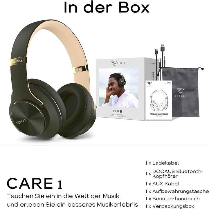 DOQAUS Bluetooth Kopfhörer Over Ear, [Bis zu 90 Std] Kabellose Kopfhörer mit 3 EQ-Modi, HiFi Stereo