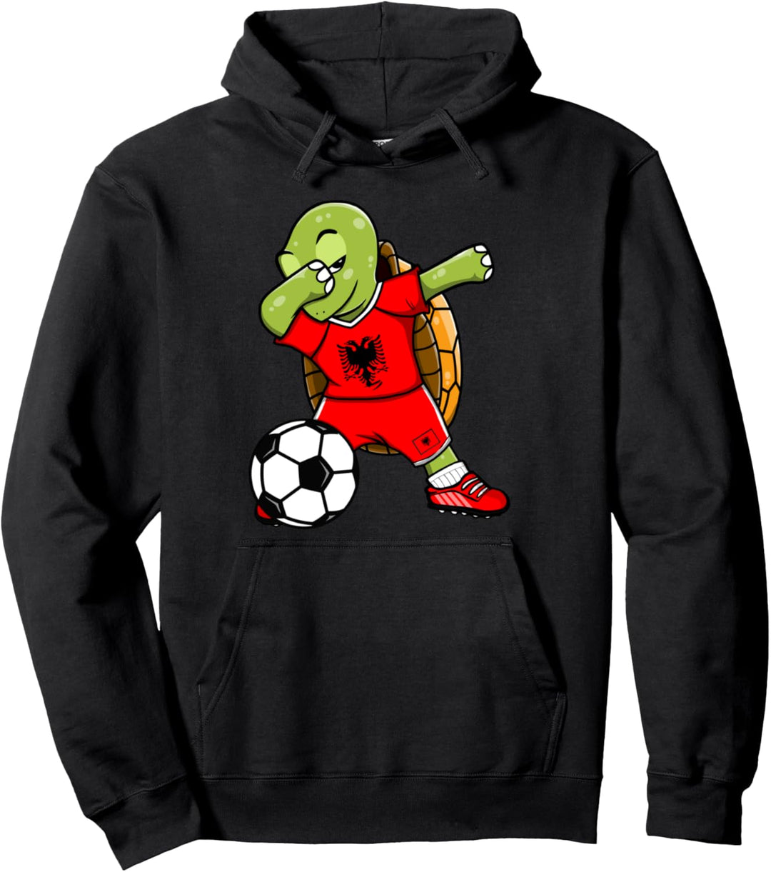 Dabbing Schildkröte Albanien Fussball Albanische Flagge Sport Pullover Hoodie