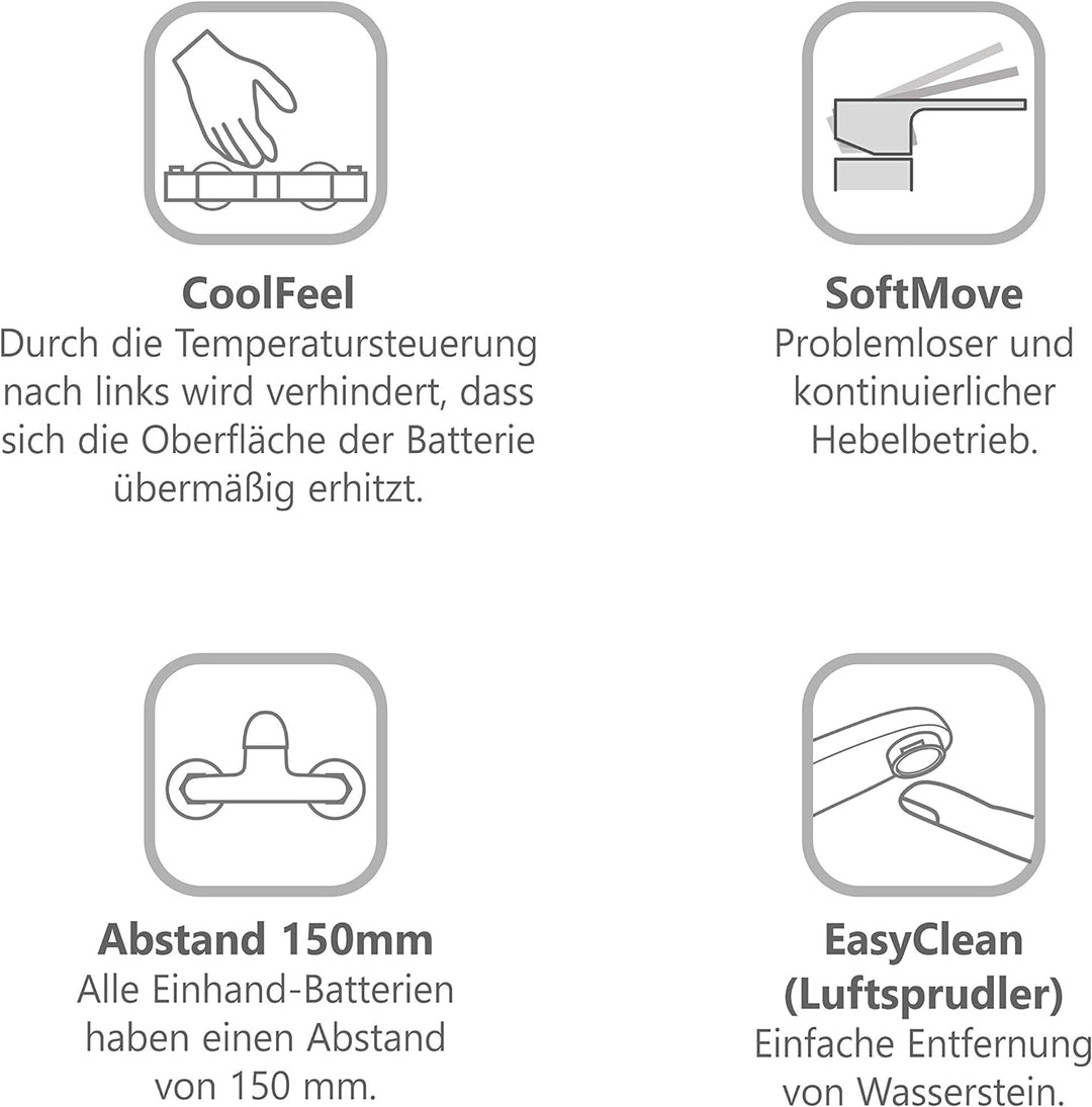 Badarmatur | Einhand-Wannenbatterie Chrome | Badewannenarmatur | Einzigartige Lösung | CR 022.00/150