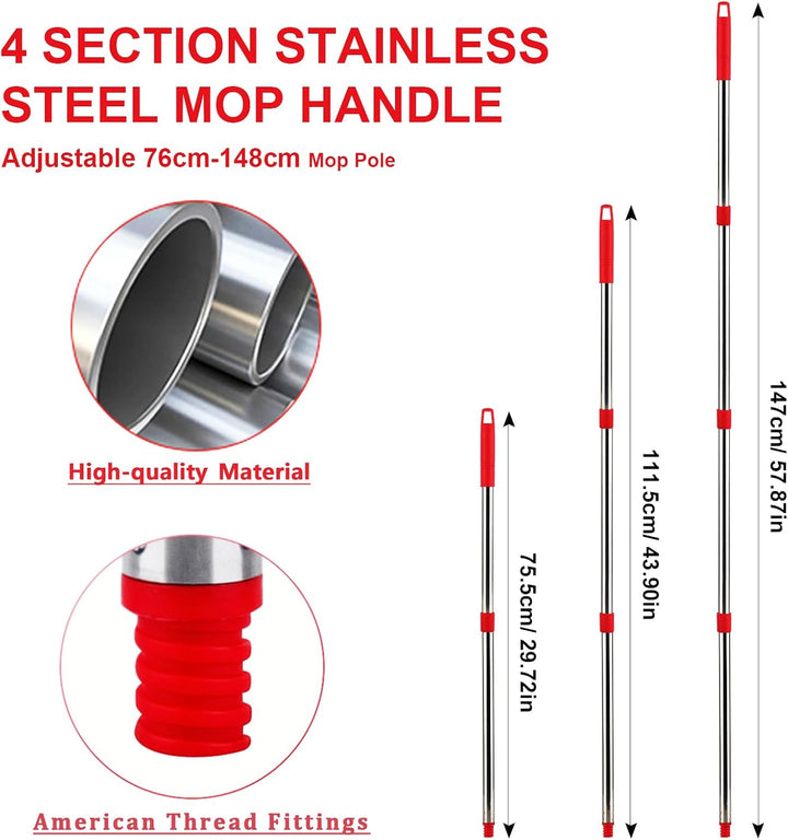 Sgizoku 6er-Set Wischmopp für Viledar Turbo Smart/Spin/EasyWring&Clean 1 Tank Eimer, 4 Rot Mikrofase