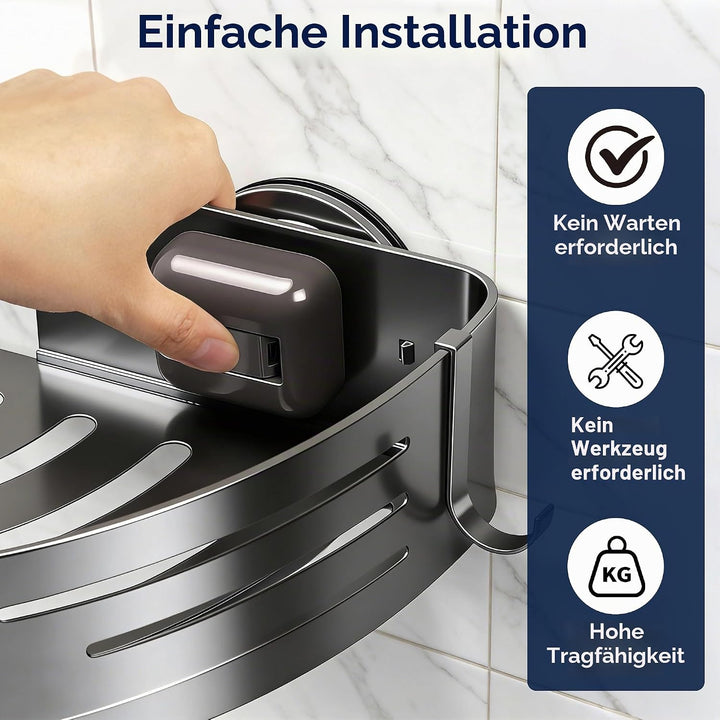 Veinvifiy Eckduschablage mit Saugnapf, 2er-Pack Eckregale aus Aluminium, verbesserte Duschablage mit