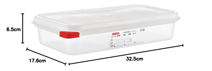 Araven 03352 Frischhaltedosen aus Polypropylen, mit Deckel, GN 1/3, 2,5 l, 65 mm, mit Griff, 4 Stück