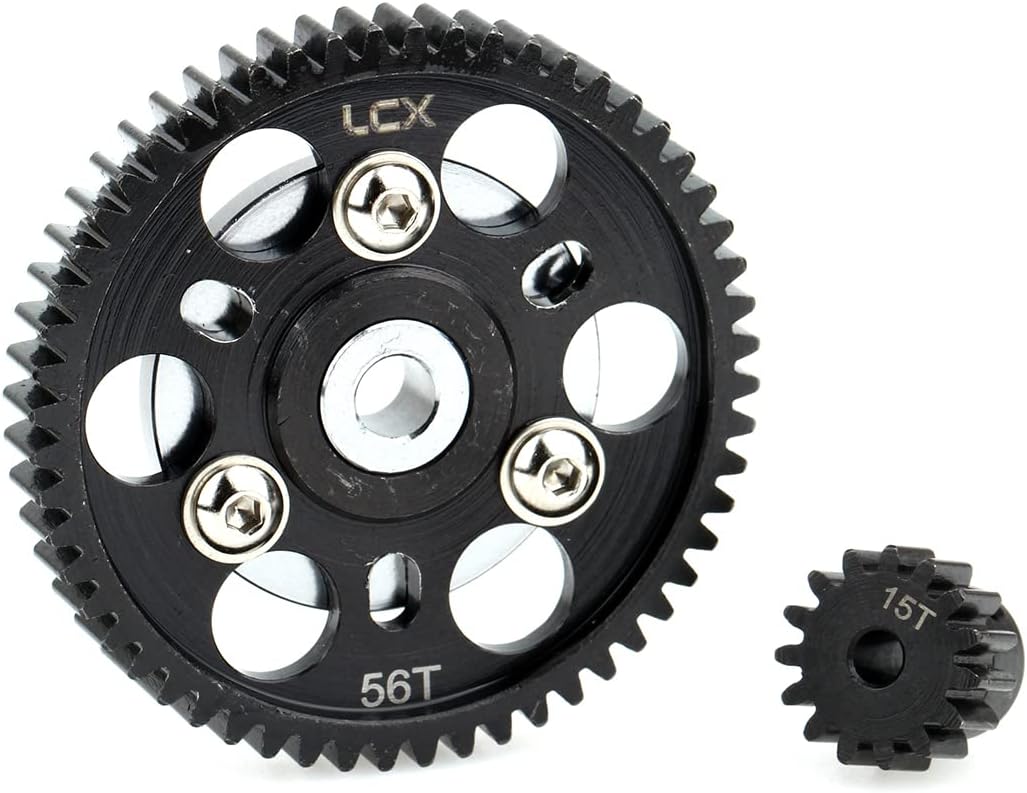 LCX Racing 1/10 RC Crawler Auto gehärteter Stahl 32P 56T Sporengetriebe mit 15T Ritzel für axiales S