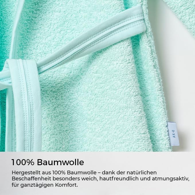 Baby Bademantel mit süssem Giraffenmotiv – Kapuzenbademantel aus 100% Baumwolle – Weich, saugfähig &