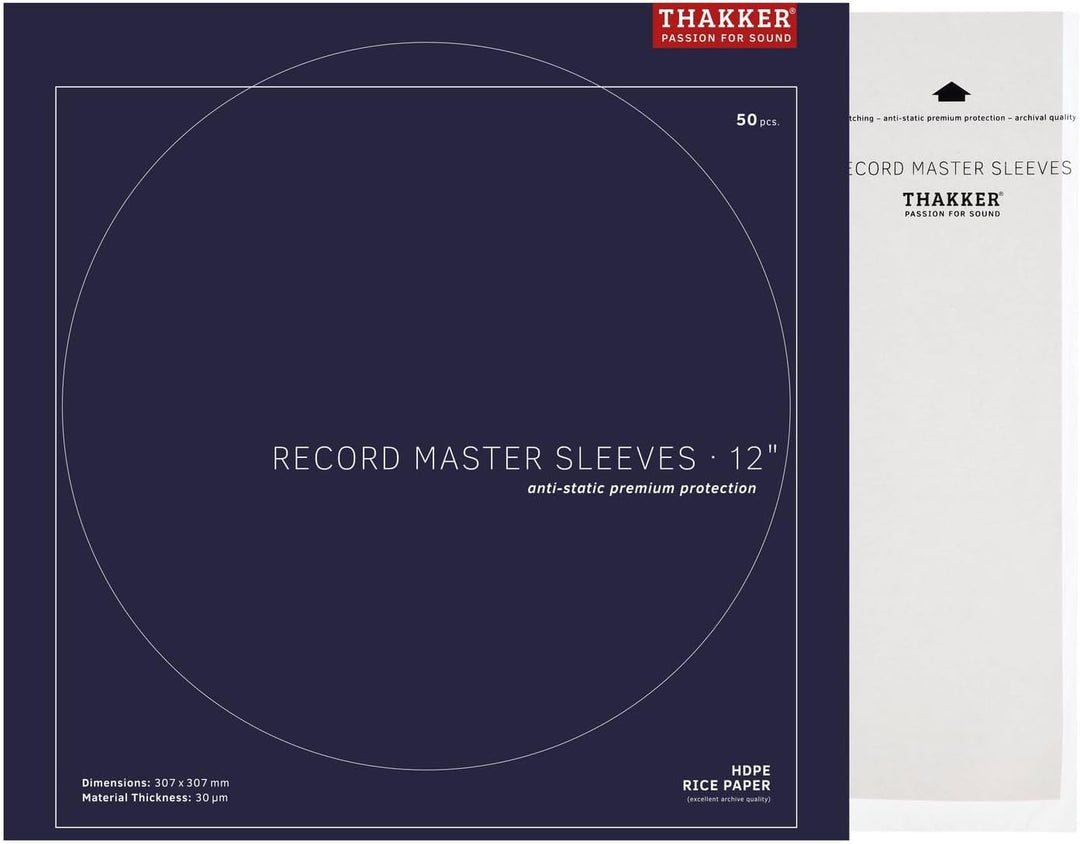 THAKKER Record Master Sleeves 12" - Premium Schallplattenhüllen für 12 Zoll Vinyl (100 Stück) | Anti