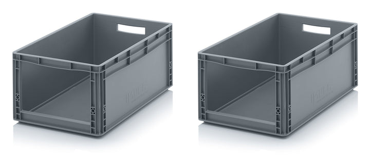 Auer Packaging 2x Euro Sichtlagerkasten 60 x 40 x 27 cm inkl. gratis Zollstock * Eurobehälter mit Fe