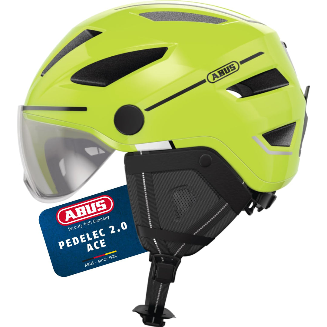 ABUS Stadthelm Pedelec 2.0 ACE - Fahrradhelm mit Rücklicht, Visier, Regenhaube, Ohrenschutz - für Da