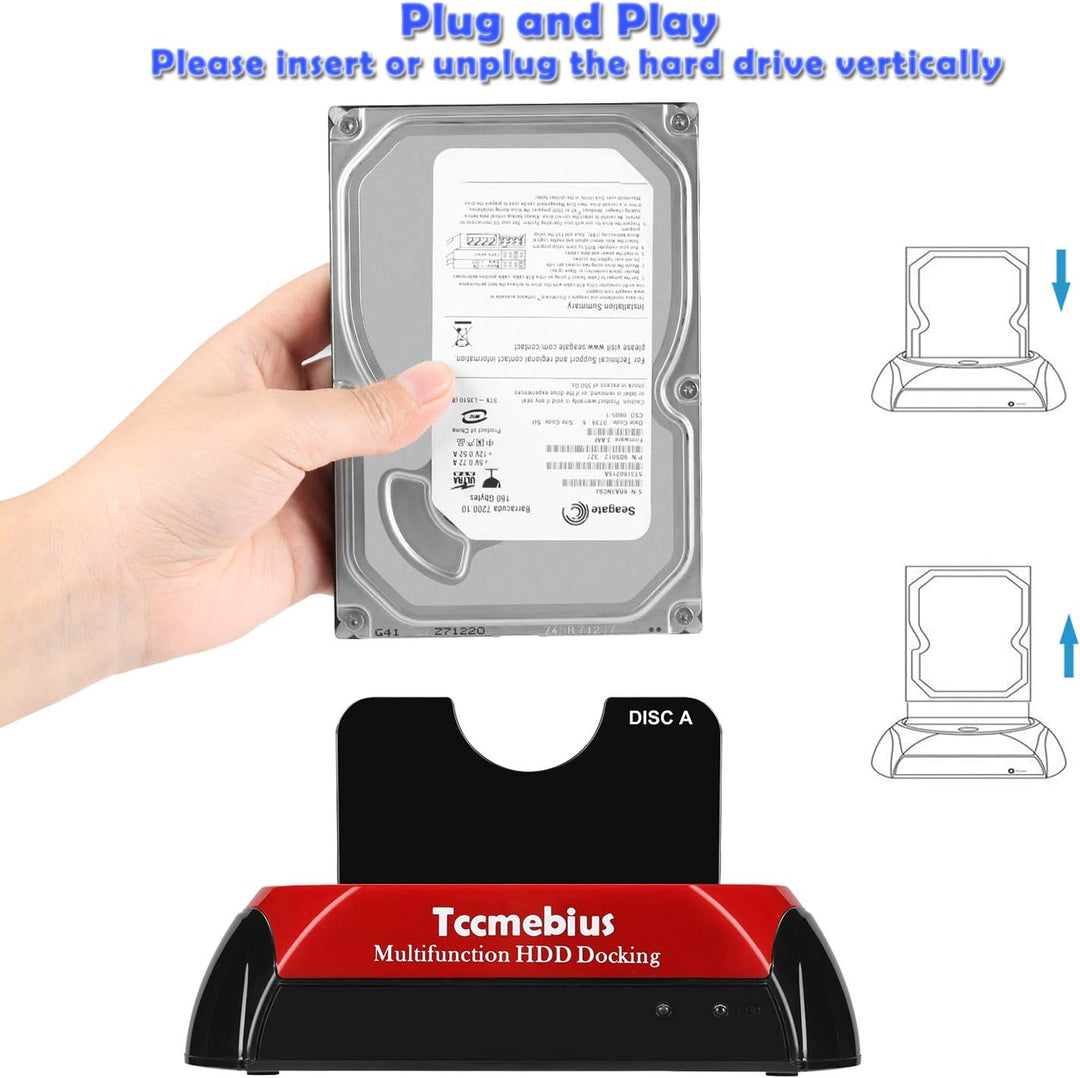 Tccmebius USB 3.0 Festplatten Dockingstation, TCC-S868-DE USB 3.0 an 2,5 3,5 Zoll SATA IDE Dual Slot