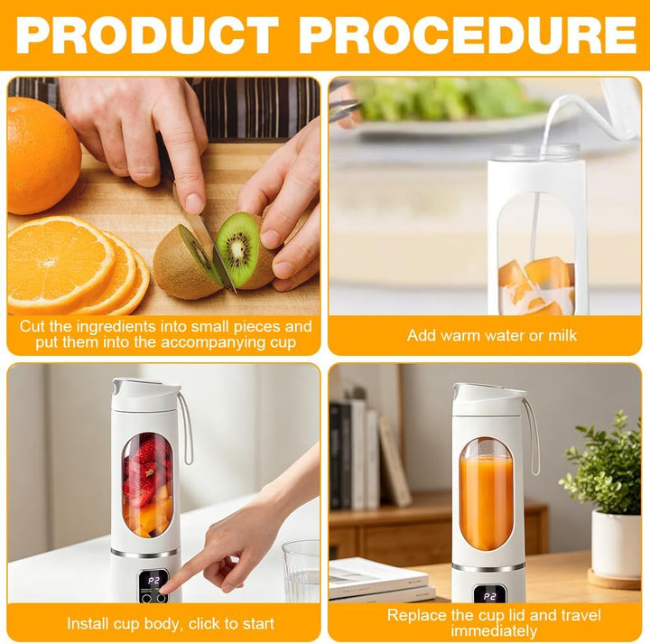 Tragbarer Mixer Smoothie Maker to Go, 450ML Portable Blender USB Wiederaufladbar Standmixer Klein mi