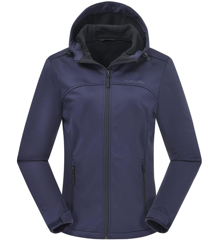 ATLASLAVA Damen Softshelljacke Leichte mit Fleece-Futter Kapuze Windjacke Laufen Wandern S Blau, S B