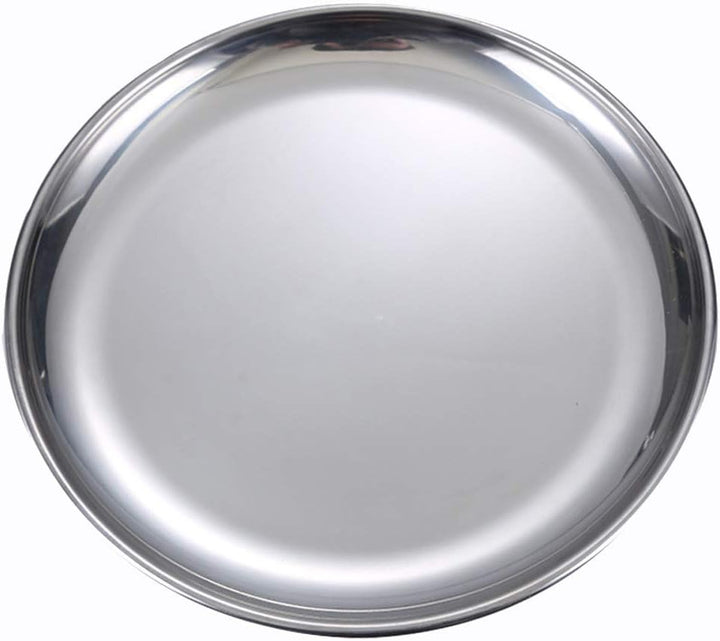 JMYDecor 5 Stück runde Edelstahlteller, tragbares Geschirr Set für Outdoor Camping, Wandern, Picknic