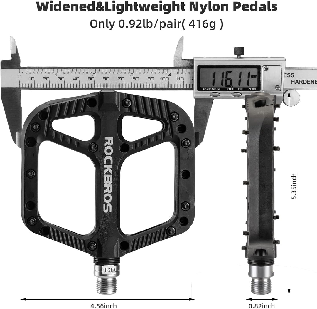 ROCKBROS Fahrradpedale Nylon Composite Flatpedale 9/16 MTB Pedale 3 Bearing rutschfest Wasserdicht A