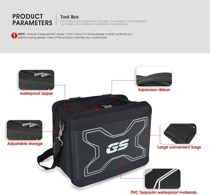 YIEBA 1pcs Motorrad Innentaschen Werkzeugkasten Satteltasche Koffer Gepäck für R1200GS LC ADV Advent
