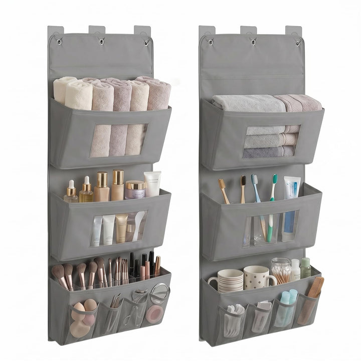 2 Stück Hängeorganizer 3-Schichten, 40 x 90 cm Tür Organizer mit 3 Taschen | Faltbarer Wandorganizer
