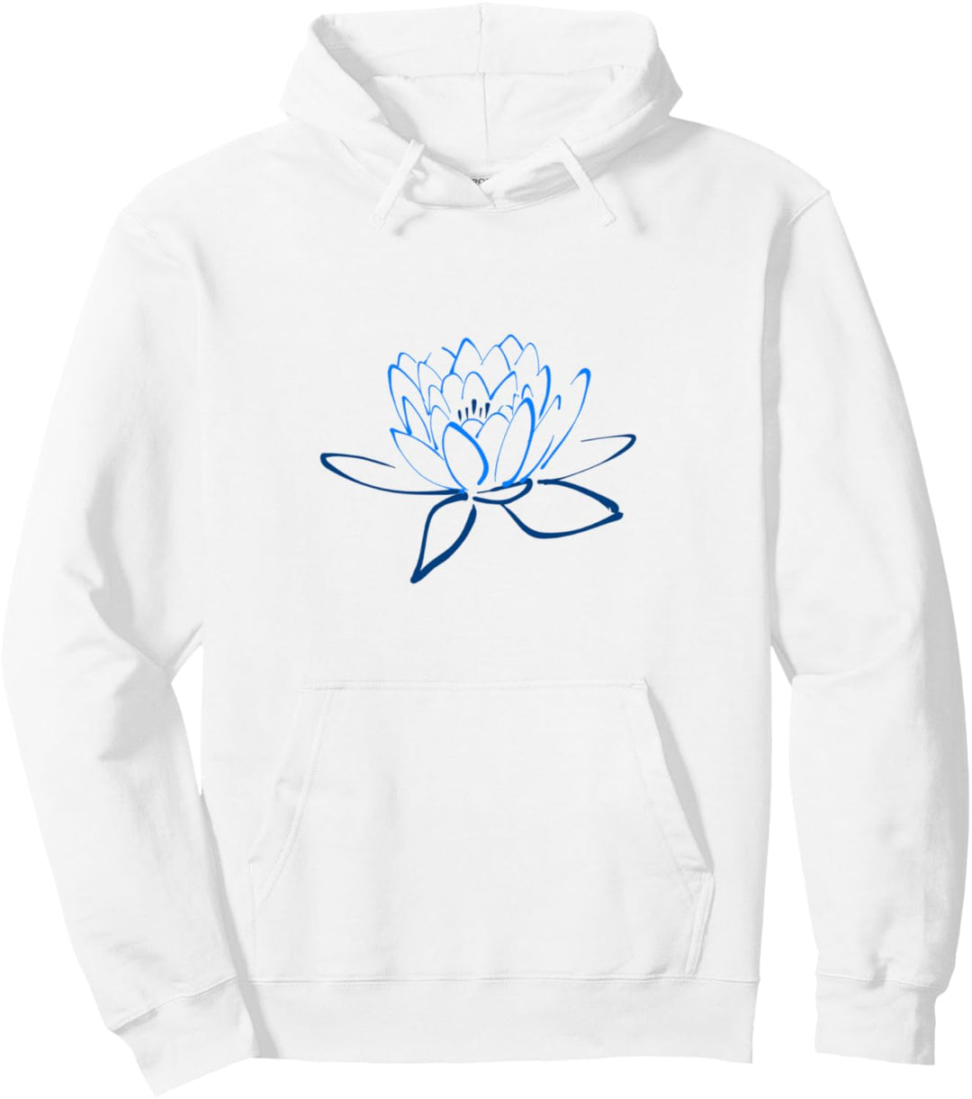 Blaue Yoga Lotus Blume Pullover Hoodie