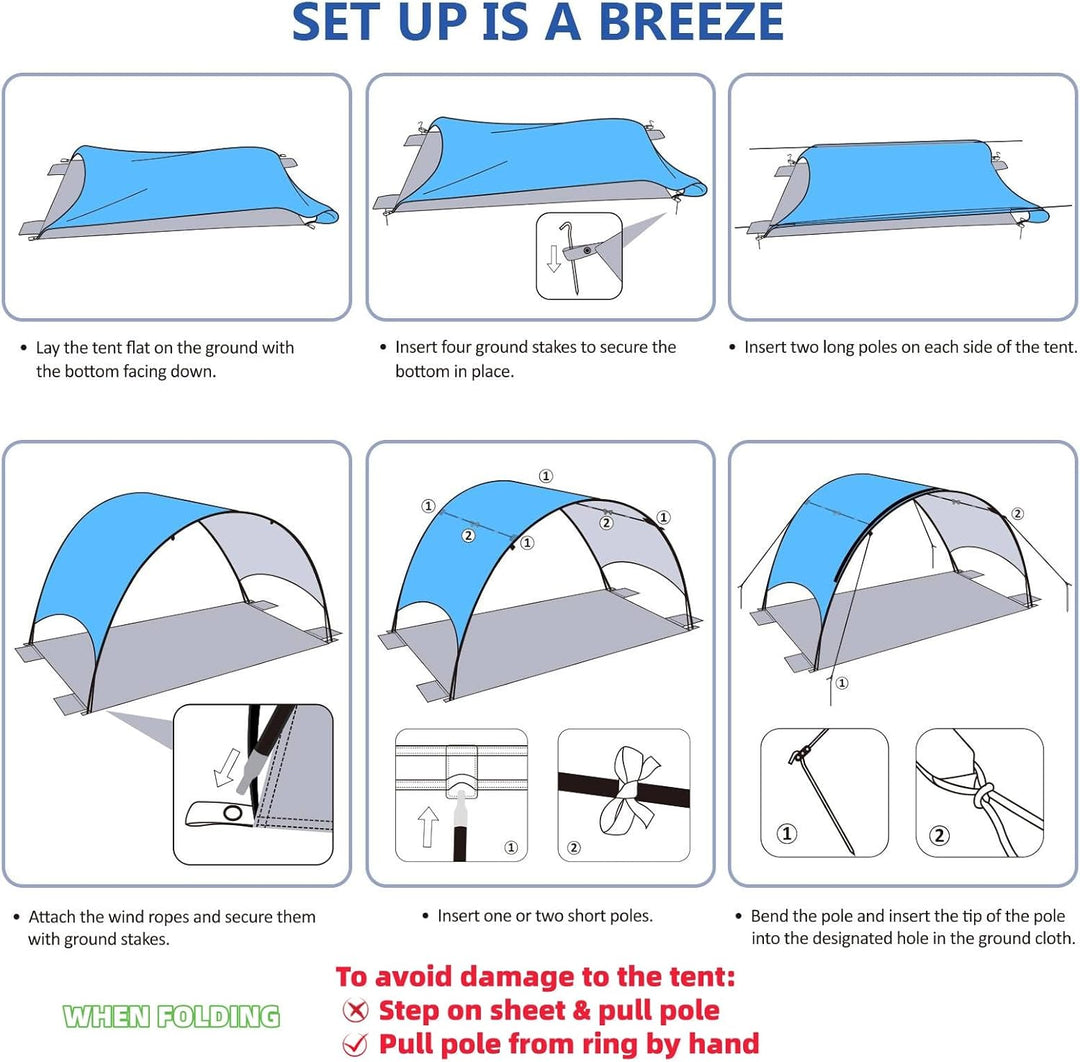 Strandmuschel mit UV-Schutz UPF 50+ – Tragbares Beach Canopy & Sonnenschutz für Strand, 360° Belüftu