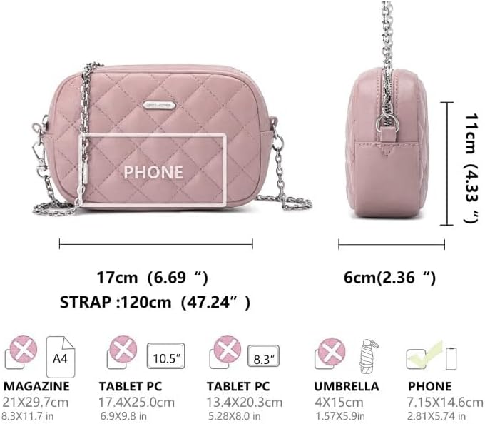 David Jones - Dämen Kleine Umhängetasche - Frau Mini Handtasche PU Leder - Handy Tasche Multi Tasche