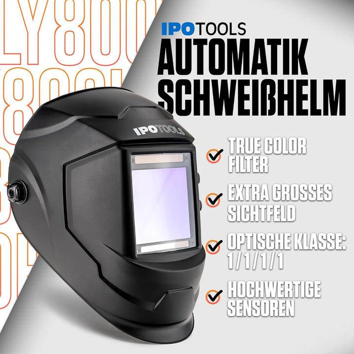 Automatik Schweisshelm IPOTOOLS LY800H – 4 hochwertige Sensoren, extra grosses Sichtfeld (100 × 93mm